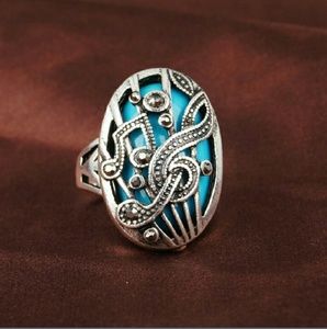 ✔.925 Silver Music Turquoise Ring